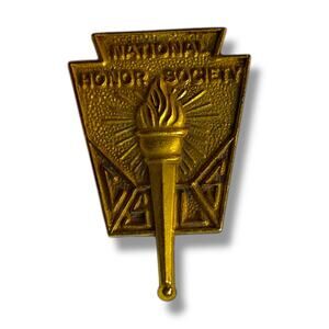 Vintage National Honor Society Lapel Pin Brooch Goldtone .75 Inch